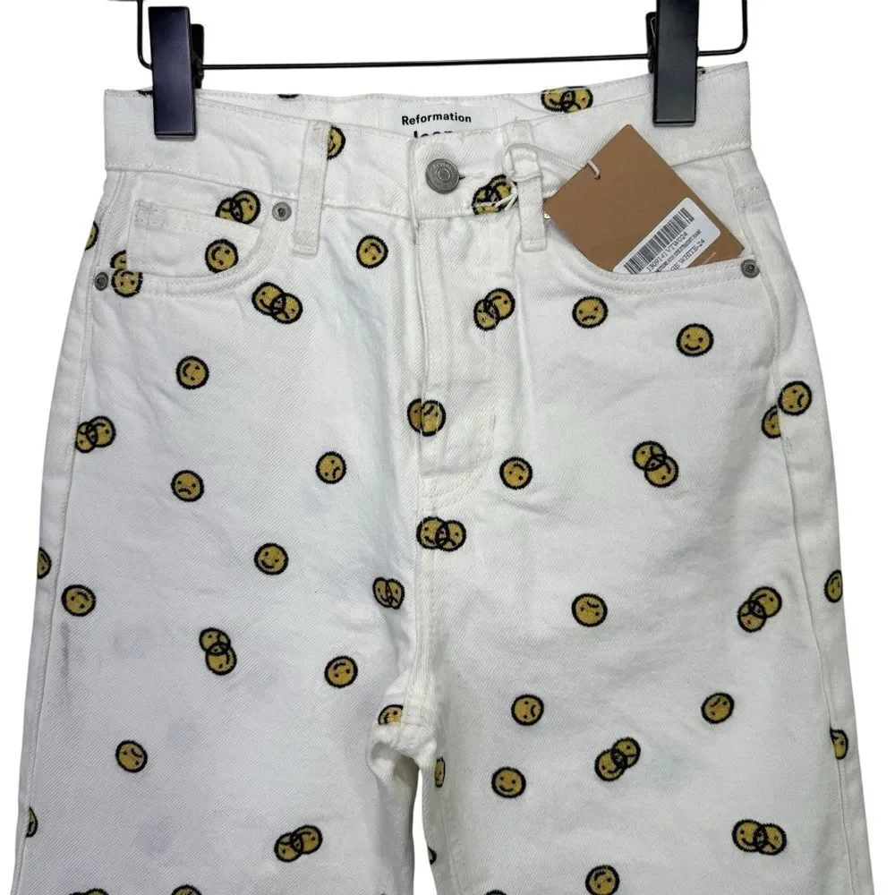 NEW Reformation Mixed Emotions High Rise Straight Jeans Vintage White Size 24 - Picture 8 of 12